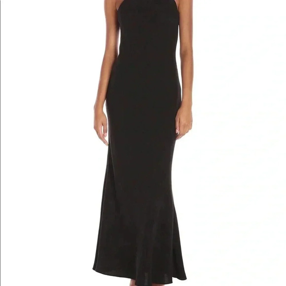 Calvin Klein Black Halter Neck Crepe Gown Size 6 - Picture 7 of 10